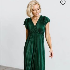 Baltic born Athena pleated maxi dress, forest color, size small, NWT.